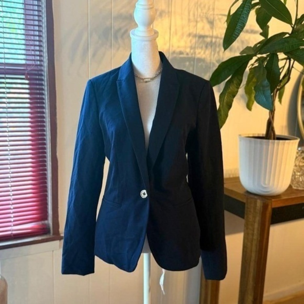 Tommy Hilfiger Navy Blue Blazer One-Button Notch Collar Women's Size 6